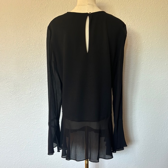 Theory Long Sleeve Blouse with Silk Peplum Hem size Large - Picture 10 of 16